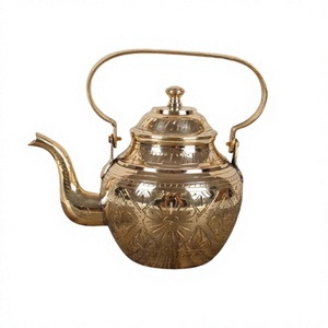Dernière conception de couleur or bouilloire à thé de haute qualité forme ronde lait café Kahwa bouilloire de service à bas prix - Product Image 1