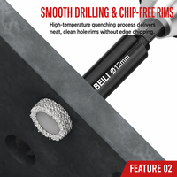 Forets à trépan diamantés brasés sous vide BEILI 6mm-16mm à manche hexagonal pour le perçage à sec du verre, du granit, du marbre, de la céramique et des carreaux