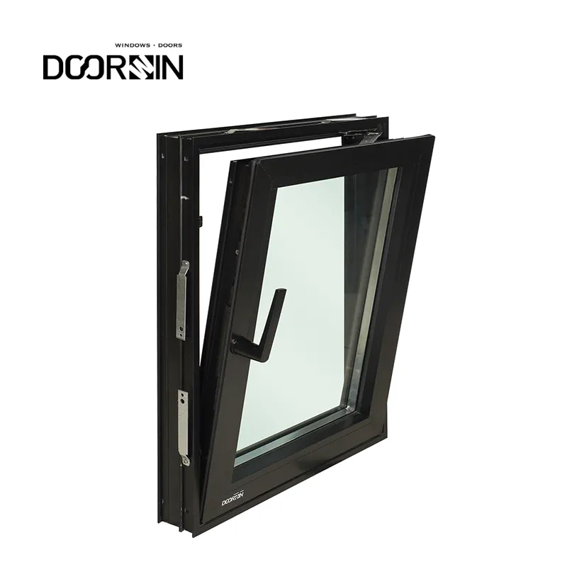 신상품 알루미늄 윈도우 다이렉트 팩토리 맞춤형 방풍 이중 유리 여닫이 창 기울기 및 회전