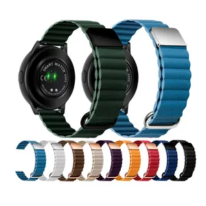 ShanHai tali jam Kulit Untuk jam Samsung Galaxy, tali kulit Loop 20mm 22mm 3 41mm 45mm 4 Band aktif 2 40mm 44mm gelang magnetik