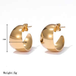 Pendientes de aro gruesos de alta moda para mujer al por mayor, chapados en oro, joyería que no se deslustra para fiestas a la moda - Product Image 3