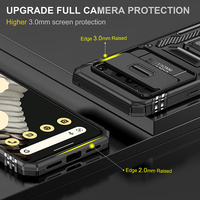 Coque de téléphone antichoc hybride avec anneau métallique et support pour Google Pixel 7 8 9 10 Pro 7A 8A 9A 10 Pro XL avec protection coulissante pour l'appareil photo