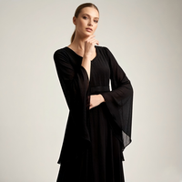 Mittelalterliches Hexen-Chiffon-Maxikleid, Gotisches Vampir-Kostüm mit Glockenärmeln für TV & Film, Damengrößen