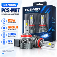 Ampoule de phare LED PCS-M87 120W 12000LM avec décodeur intégré, homologation DOT E-mark, H7 H11 9005 9006 9012, capuchon arrière personnalisable, IP68