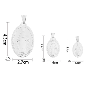 Colgante de la Virgen María, Dijes de Acero Inoxidable Chapados en Oro, Dijes Religiosos para Hacer Joyas - Product Image 4