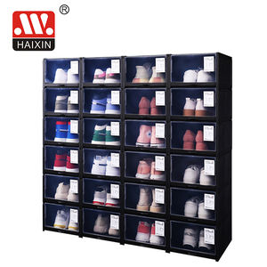 HAIXIN vendita calda 2 pezzi scatola di scarpe di stoccaggio di plastica impilabile scatola di scarpe contenitori scarpe Organizer - Product Image 3