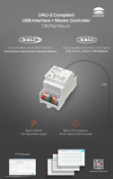Contrôleur maître DALI Sunricher à montage sur rail DIN avec alimentation DALI 230 mA intégrée et RTC, entièrement compatible avec les appareils DALI