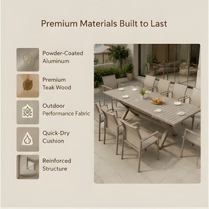 Ensemble de tables et de chaises de salle à manger en <span class=keywords><strong>aluminium</strong></span> imperméable pour restaurant extérieur moderne, pour <span class=keywords><strong>10</strong></span> <span class=keywords><strong>personnes</strong></span> - Product Image 3