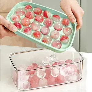 BPA free Ice cream tools box mould Round sphere ball 22 holes grid mold reusable silicone ice cube tray