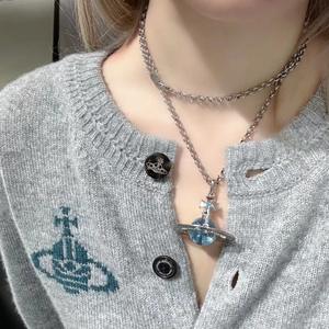 Collar con Colgante de Bola de Cristal y OVNI, Estilo Punk, Mariposa Vivienne, Chapado en Platino, Cadena de Eslabones, Marca <span class=keywords><strong>MoLin</strong></span> - Product Image 6