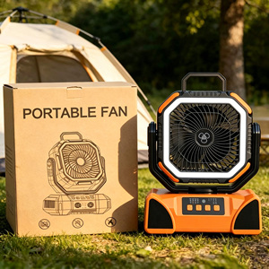 Lanterne LED rechargeable à panneau solaire 40000 mAh pour camping, ventilateur de tente extérieur électrique oscillant sans balais à piles - Product Image 2
