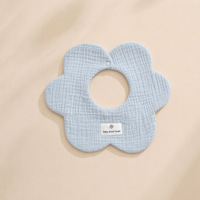 Bavoir bébé 100% coton mousseline en forme de fleur, couleur unie, en gaze, anti-bave, rotatif à 360°, avec étiquette personnalisée, OEM, vente en gros
