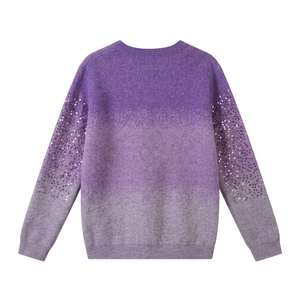 <span class=keywords><strong>Pull</strong></span> en maille épais et élégant pour femme, col rond, orné <span class=keywords><strong>de</strong></span> sequins, fabrication artisanale, blanc brillant - Product Image 4