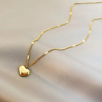 Kalung Pasangan Baru Model Geometris Hati, Perhiasan Liontin Mewah Ringan Berlapis Emas 18k dari Baja Tahan Karat, Liontin Cinta