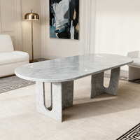 Table de salle à manger moderne en marbre italien, grande table basse ovale sur mesure pour salon