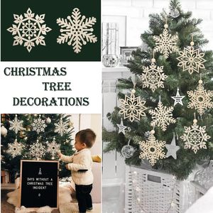 Fiocchi di Neve in Legno Natalizi da Appendere, Ornamenti Fai-da-Te, Ritagli in Legno Non Finito per Decorazioni Natalizie - Product Image 4