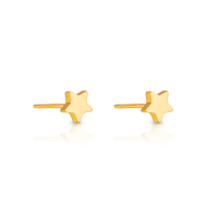Aretes de Acero Inoxidable 316L con Baño de Oro PVD de 18k, Diseño Simple con Forma de Estrella y Flor, Anti-deslustre, Marca Chris April