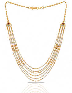 Elegante collar de perlas de varias capas chapado en oro con delicados detalles de cuentas, joyería tradicional india para mujeres. - Product Image 1