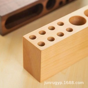 Wooden Pen Holder <b>Square</b> Multi-functional Desk Organizer For Office With Business Card Slot And Flower <b>Vase</b> - Product Image 5