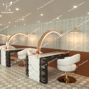 Espejos de salón de peluquería de lujo con marco dorado simple/doble, estación de peluquería, espejo de salón Led, otros muebles de salón - Product Image 2