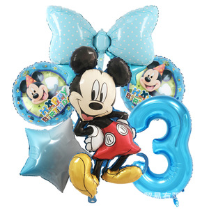 Noeud papillon rose et bleu Mickey Mouse agitant la main Minnie Mickey grand <span class=keywords><strong>nombre</strong></span> anniversaire <span class=keywords><strong>film</strong></span> aluminium ensemble de ballons - Product Image 4