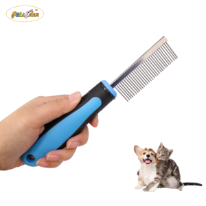 Sisir Penghilang Bulu Hewan Peliharaan Gagang Panjang dari Baja Anti Karat, Sikat Perawatan Hewan Peliharaan untuk Anjing dan Kucing - Product Image 1