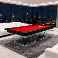 Tables de billard modernes personnalisables de haute qualité en verre transparent, acier inoxydable, cristal et acrylique, 7, 8 et 9 pieds, style américain