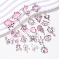 Pendentif breloque émaillé rose Y2K Série Nuage Lune Papillon pour la fabrication de bijoux faits main DIY (colliers, bracelets) Modèle M05