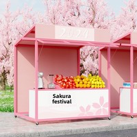 Kiosque mobile carré HLX sur roues, amovible, personnalisé, pour exposition extérieure, stand commercial, chariot alimentaire pour marché, festival, événements