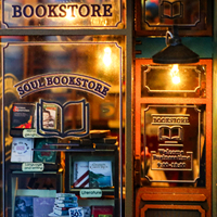 Boutique de livres Maisons de poupées en bois et miniatures de maisons de poupées à construire soi-même - Kit de construction de maison de poupée à faire soi-même et ensemble de maison miniature pour l'affichage