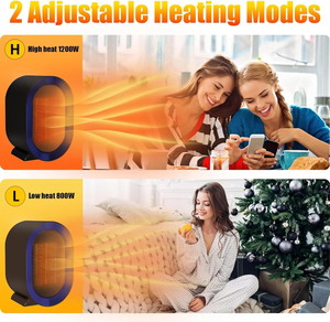 Chauffage d'appoint électrique portable sur pied 1200W, ventilateur PTC à chauffage rapide, protection contre la surchauffe, silencieux, pour petite pièce et chambre - Product Image 4