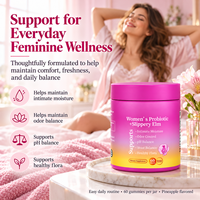 Gummies Probiotiques OEM pour Femmes, 60 Unités, avec Écorce d'Orme Rouge pour le Soutien de la Flore Intime et l'Équilibre du pH