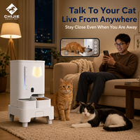 Distributeur automatique intelligent et moderne pour animaux de compagnie avec caméra de vision nocturne 2K, 5L de nourriture, 4L d'eau, étanche, double alimentation (batterie/charge), application Tuya, pour chats et chiens