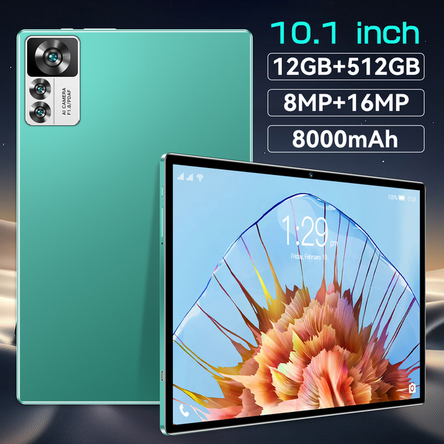Android 14 10.1" Tablet 12GB RAM 512GB ROM Octa-Core 4G/5G Dual SIM WiFi GPS Phone Call Touchscreen for Business