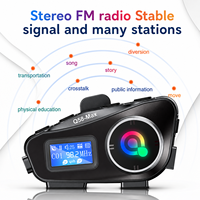 Casque Intercom Moto 5.3 avec Écran LCD, Radio FM, Partage de Musique via Carte TF, Étanchéité IPX6, Autonomie 1000mAh, Portée 500M pour 2 Motards