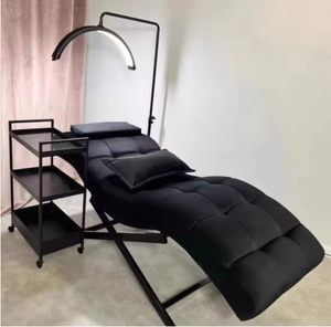 Table de massage et de soins esthétiques moderne Neoplan pour salon, spa et soins des cils, avec cadre métallique, revêtement en velours et éponge haute densité, design incurvé - Product Image 4