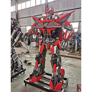 Precio de Fábrica, Enorme Estatua de Transformer de Acero Inoxidable, Estatua de Optimus Prime de Metal para Exteriores, Escultura de Iron Bumblebee con Luces LED - Product Image 1