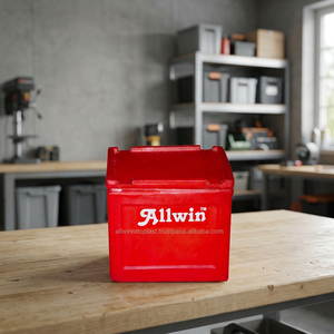 Glacière en plastique rouge ALLWIN 25L pour le stockage et le refroidissement des aliments, glacière isotherme en plastique de 25 litres pour le stockage des aliments et des boissons - Product Image 5