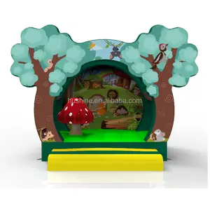 commercial en-14960 outdoor kids moonwalk bouncy jumping castle jumpers forest mushroom jungle inflatable bouncer bounce house