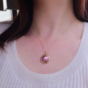 Colgante de Perla Mabe de <span class=keywords><strong>Agua</strong></span> <span class=keywords><strong>Salada</strong></span> Natural de Japón de 14-15 mm, Color Caramelo, Serie Maillard, Oro Sólido de 18K, Diseño Exclusivo para Mujer - Product Image 6