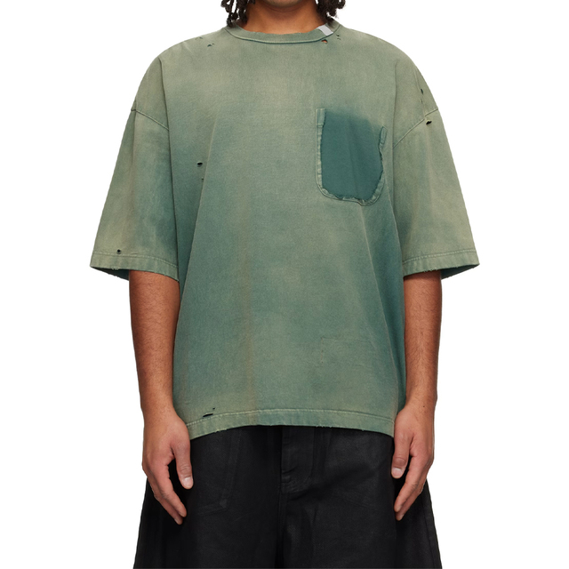 Sun Faded Cotton Jersey T-shirt Dropped Shoulders Retro Washed Destroyed T-shirts Boxy Blank Distressed Oversized Men T-shirts