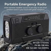 Radio de Supervivencia Solar con Manivela, 5000 mAh, Resistente al Agua IPX3, Alarma SOS, Linterna LED, para Cortes de Energía en el Hogar