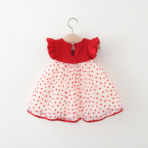 Nuovo Vestito Primaverile 2024 per Bambine 1-3 Anni, Stile Coreano con Fiocco, Maniche a Lanterna, Cotone, Cuoricini in Rete e Stampa Leopardata - Product Image 3