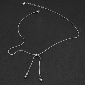 Simple Exquisite Design Tassel Long Adjustable <b>Chain</b> Necklace Titanium Steel Unisex's Collarbone Necklace Fashion Jewelry - Product Image 3