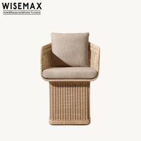 WISEMAX FURNITURE Mobilier de jardin de style américain, chaise de salle à manger en rotin tressé à la main, fauteuil de patio pour hôtel, cour