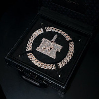 Collar GEMLOVE con Colgante de Letra RT Personalizado, Diamante Cultivado en Laboratorio con Corte Elegante, Cadena Cubana de Oro Rosa de 14K-18K, Collar de Moda Hip Hop para Hombre