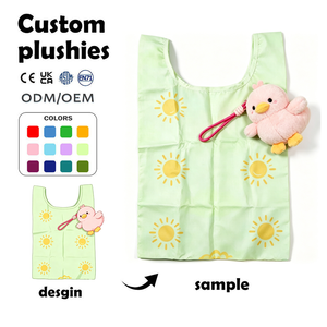 Borsa della spesa personalizzata in peluche ecologico con imbottitura in cotone PP, robusta e resistente, con simpatico ciondolo a forma di animale dei cartoni animati, pieghevole - Product Image 4
