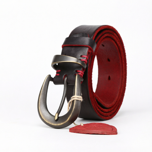 Ceinture en cuir de vache véritable bicolore vintage avec boucle en cuivre pour homme, pour un usage décontracté - Product Image 1