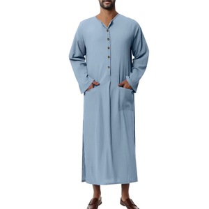 <span class=keywords><strong>Agbada</strong></span> brodé, tenue semi-formelle pour hommes, robe longue à manches longues, col ample, musulman, été, hiver, longue durée, Moyen-Orient - Product Image 3