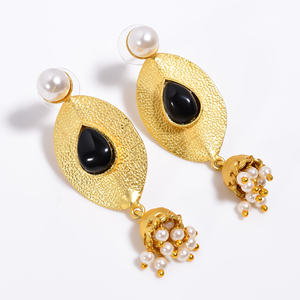 Pendientes colgantes de moda para mujer chapados en oro de 14K hechos a mano, diseño único, joyería de piedras preciosas finas directamente del fabricante y exportador - Product Image 1